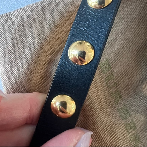 BURBERRY Studded Black Leather Gold Stud Wrap Belt Long Designer Statement Belt - Picture 9 of 14